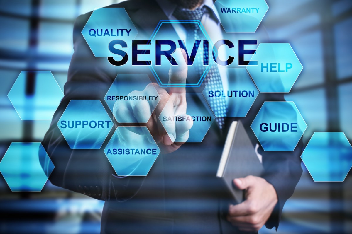 graphic that reads service